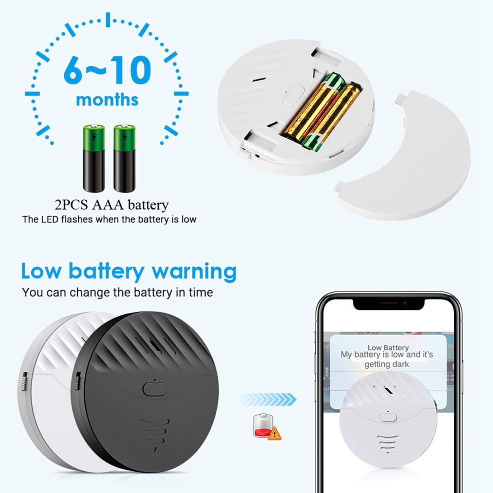 3 x Tuya inteligentny alarm WiFi, czujnik wibracji drzwi i okien, alarm ochrony bezpieczeństwa, działa z Alexa, Smart Life (biały)