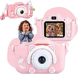 Câmera Infantil Digital Filmadora Infantil Maquina Fotográfica Infantil Fotografa E Filma Tira Foto De Verdade (Rosa)