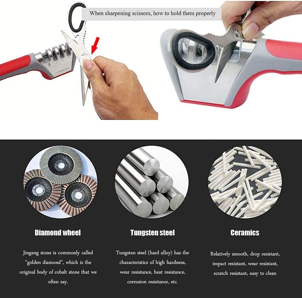 Affilacoltelli Affila Coltelli Affilacoltelli manuali Affilacoltelli da Cucina a 4 Fasi Gadget per la casa multifunzionali Affilatrici manuali Professionali per coltelli I più Venduti Regalo adorabil