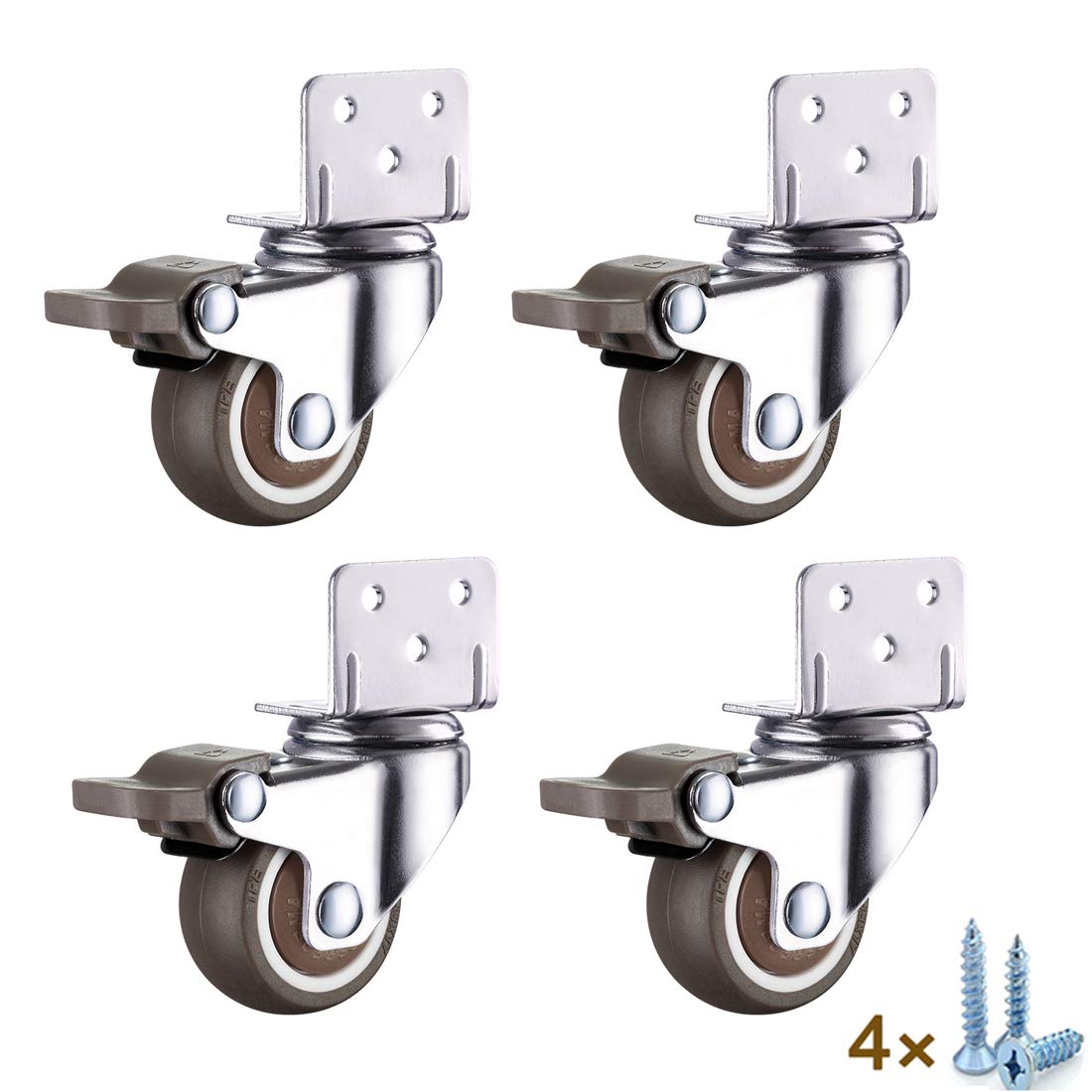 Zguouzantye Brake 4 L Shape Moving Caster Wheels 360 Swivel For Furniture