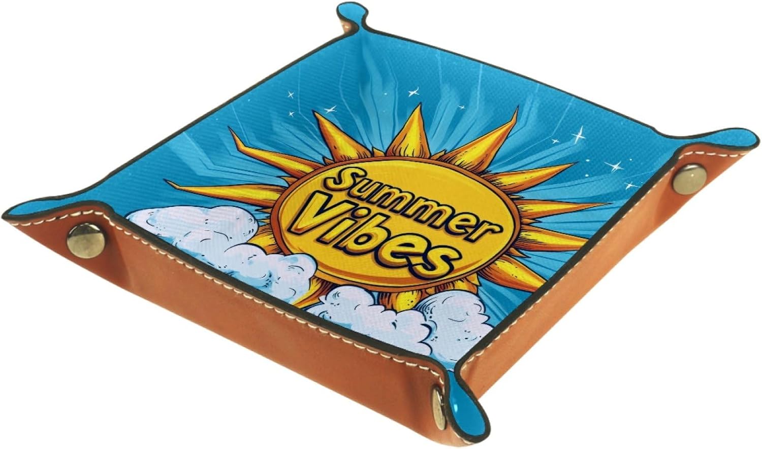 Dice Trays Summer Sun Holder Storage Box for Dice Games Like RPG DND, Microfiber Leather Dice Holder Portable Folding Rolling Dice Tray, 16x16cm image 2