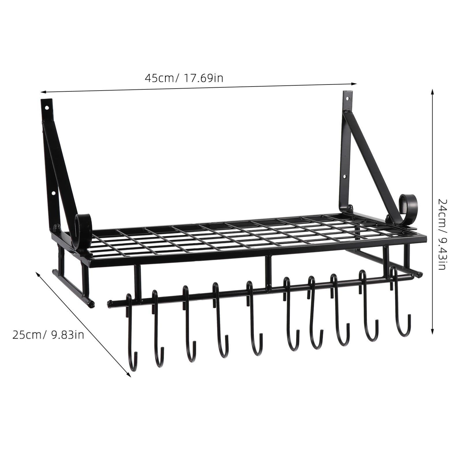 Operitacx Multifunktionaler Küchenwandhalter und Topflappenhalter mit Haken aus Metall Topfdeckelhalter Platzsparend Schwarz Faltbar für Küche und Esszimmer