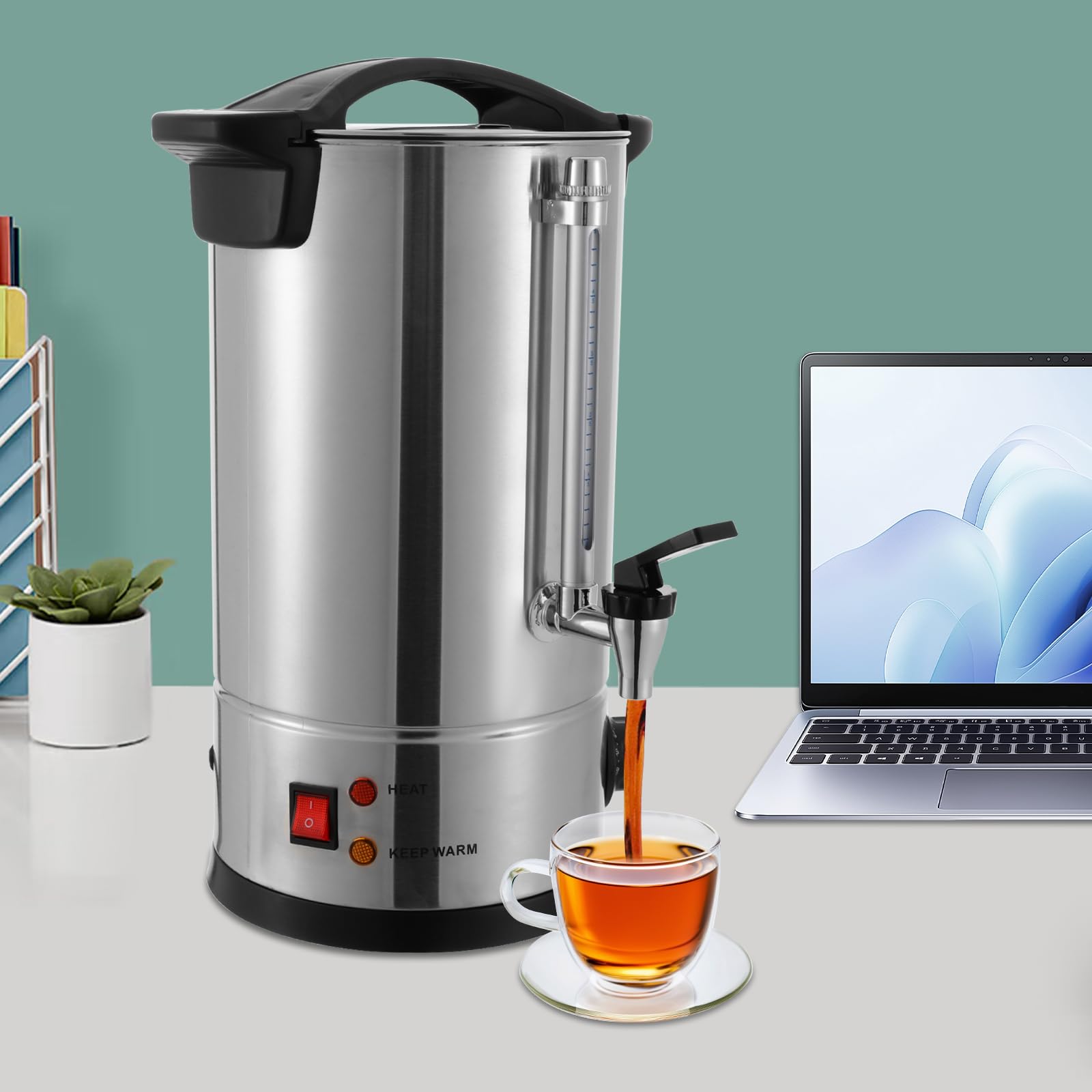 BANEBONE Commercial Coffee Maker, Coffee Urn - Large Capacity Hot Coffee Dispenser for Quick Brewing, Stainless Steel Hot Water Urn Keep-Warm Mode for Events & Catering, Silver (10L)