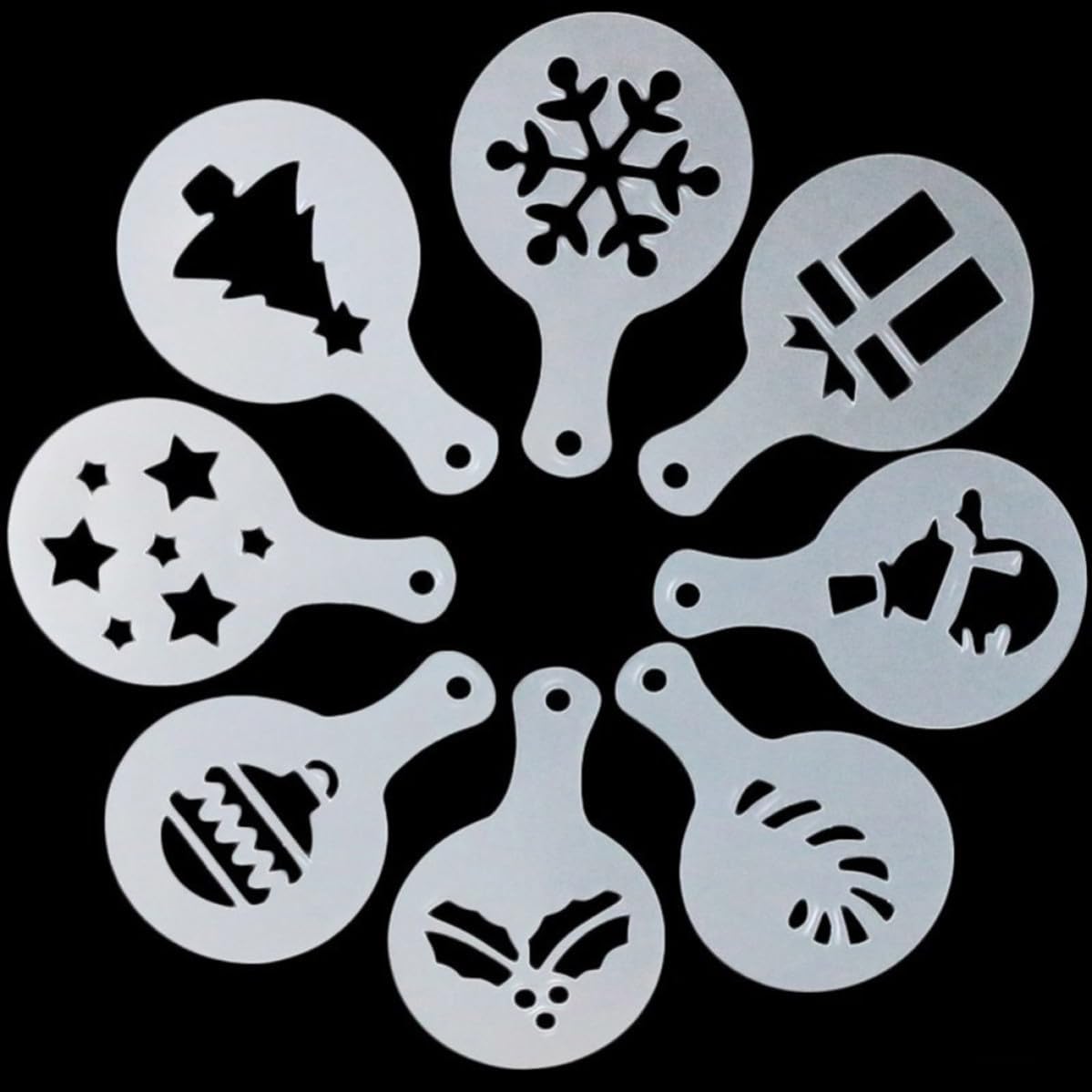 8 Pcs Christmas Themed Baking Stencils Plastic Mold Set