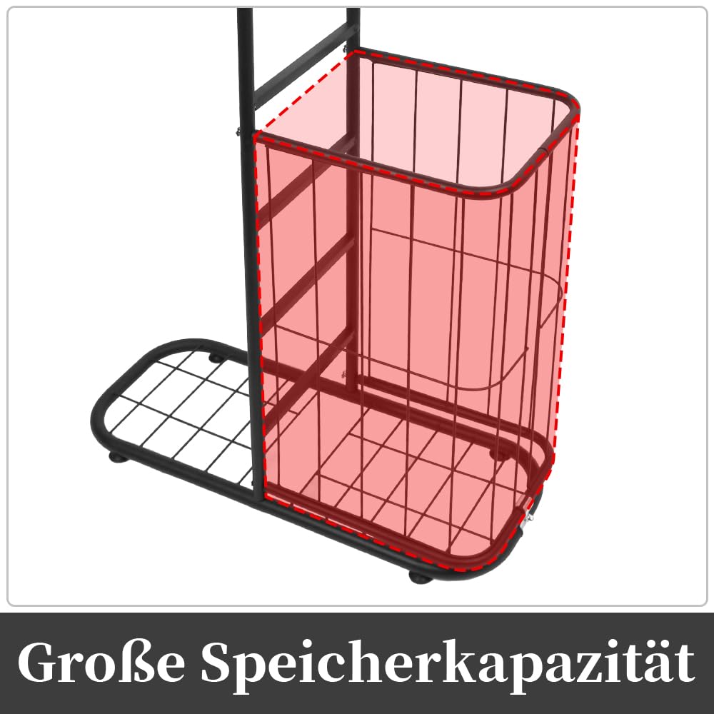 Ballständer Basketball Aufbewahrungsregal für Sportgeräte, abnehmbares Standing Rack mit 5 Bällen und Körben