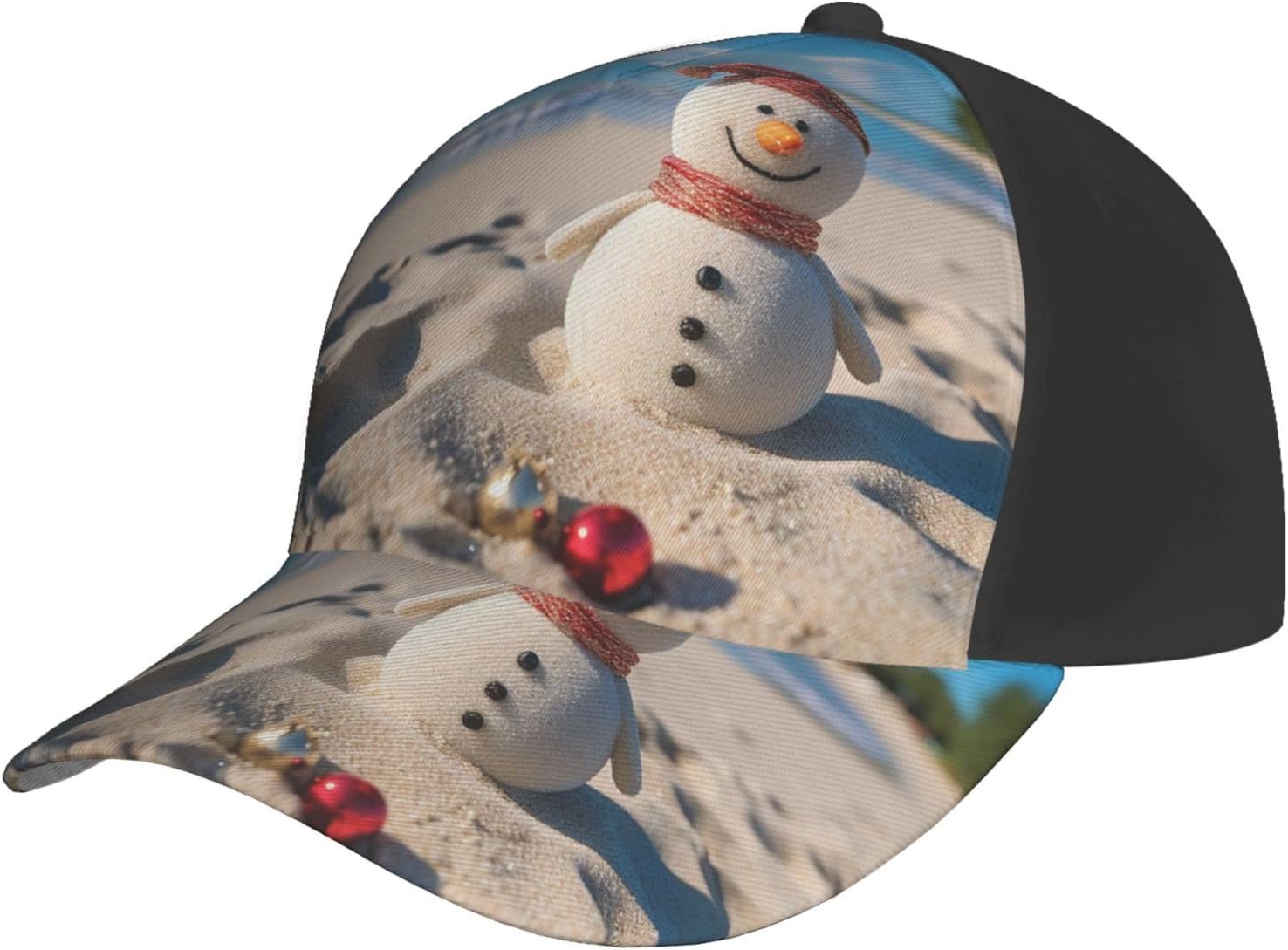 Sand Snowman on Beach Baseball Caps for Women Men Golf Dad Hat Adjustable Sun Hat Fashion Sports Caps