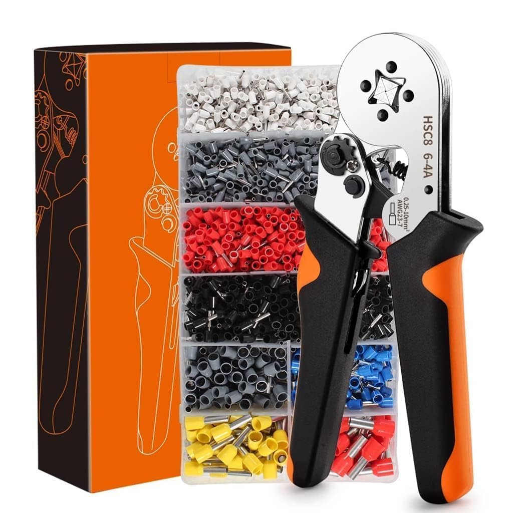 Ferrule Crimping Tool Kit, Self-Adjusting Square Wire Crimper Plier for AWG23-7 with 1200pcs Assortment Ferrule Wire Copper Crimp Connector, Wiring Cable Connector-image-6