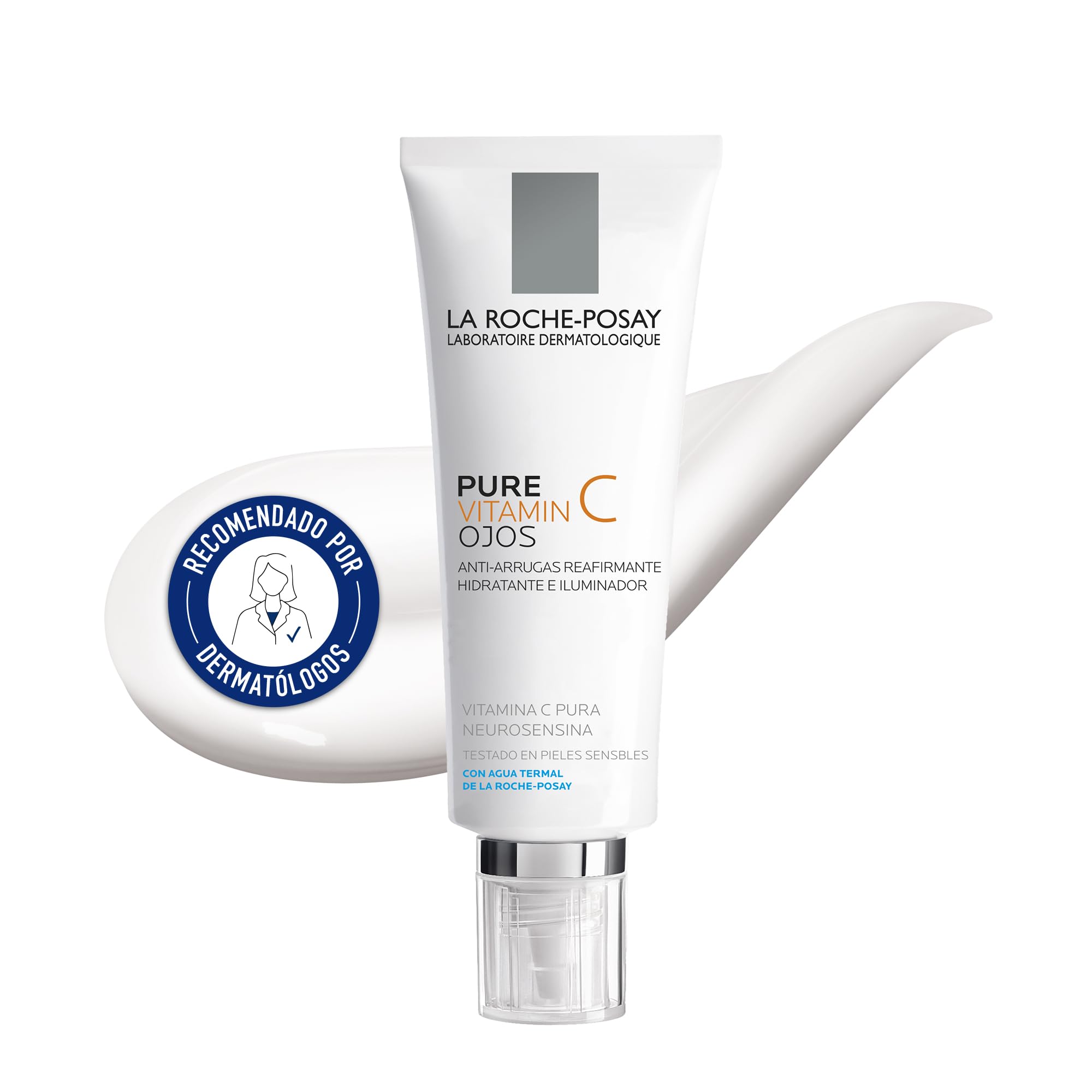 La Roche Posay Tratamiento Anti-arrugas para el Contorno de Ojos, Reafirmante e Iluminador, Cuidado Dermatológico Antioxidante, Fórmula con Vitamina C Pura, Redermic C, 15 ml