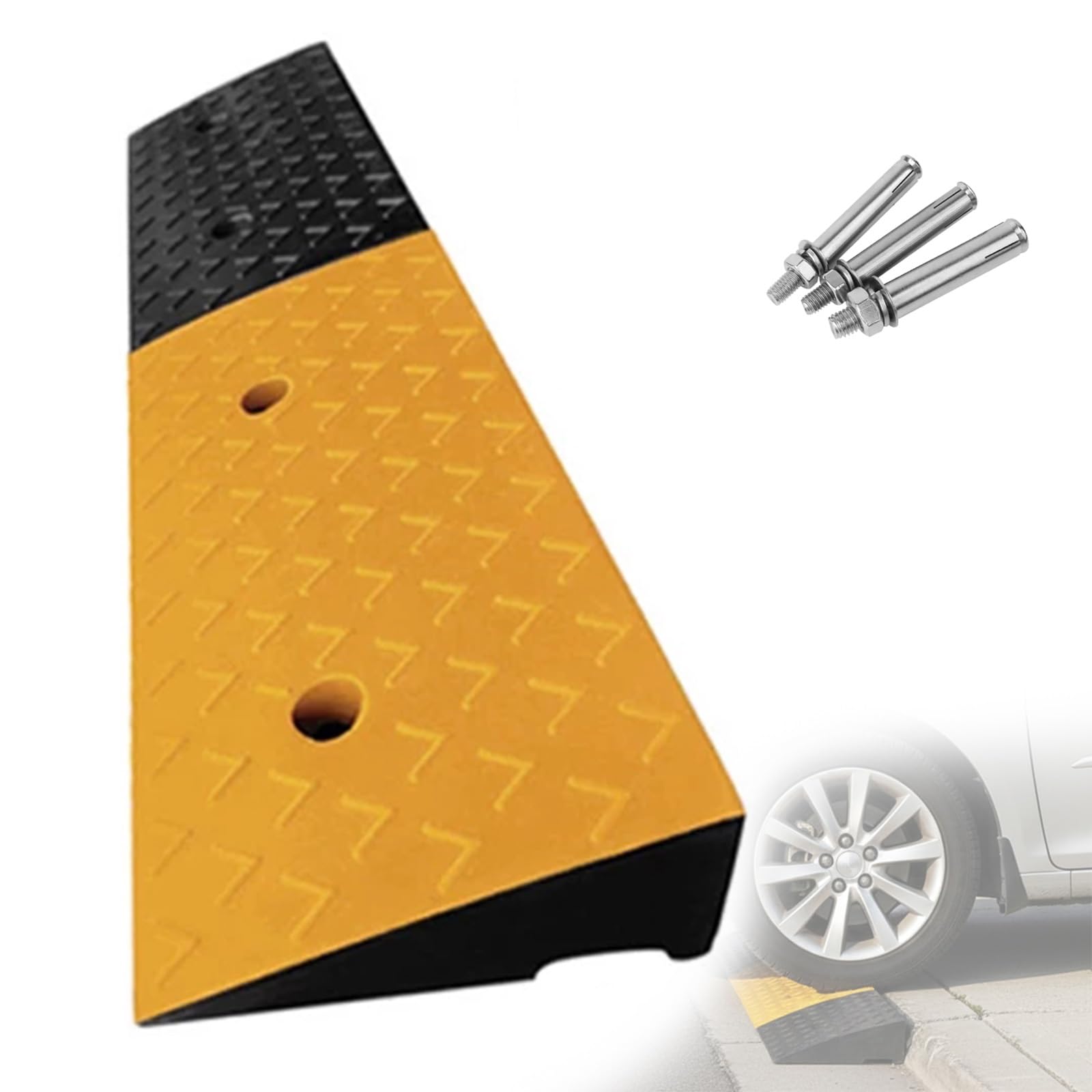 Rampas para Coches Goma, Rampa Escalon Capacidad de Carga de 3000 kg, para Muelles de Carga Bicicletas Vehículos Sillas de Ruedas y Almacenes(100x25x5cm/39x10x2in)