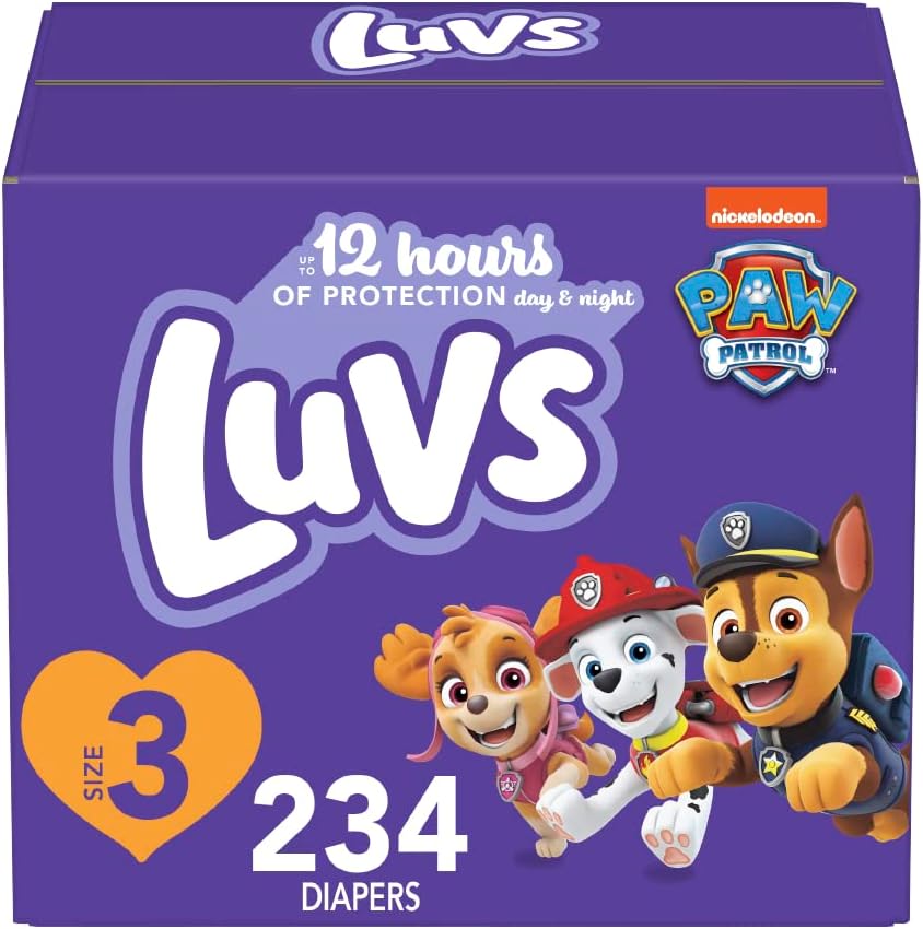 Luvs Diapers – Size 3, 234 Count, Paw Patrol Disposable Baby Diapers