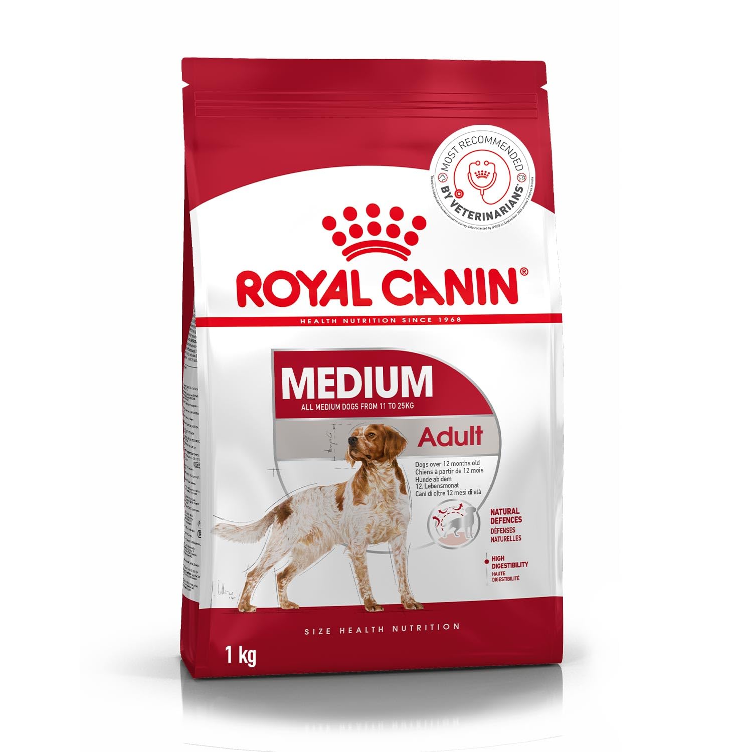 royal canin medium adult dog food, 1 kg, dry food, provides muscle mass, supports complex natural defense & optimal health support