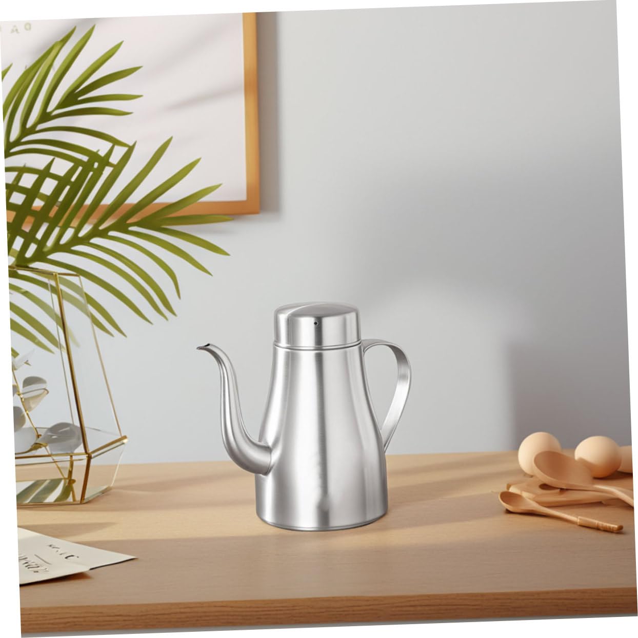 Oliera in Acciaio Inox 24oz, Argento, Beccuccio Antigoccia e Versamento Facile, per Olio da Cucina e Condimenti in Cucina