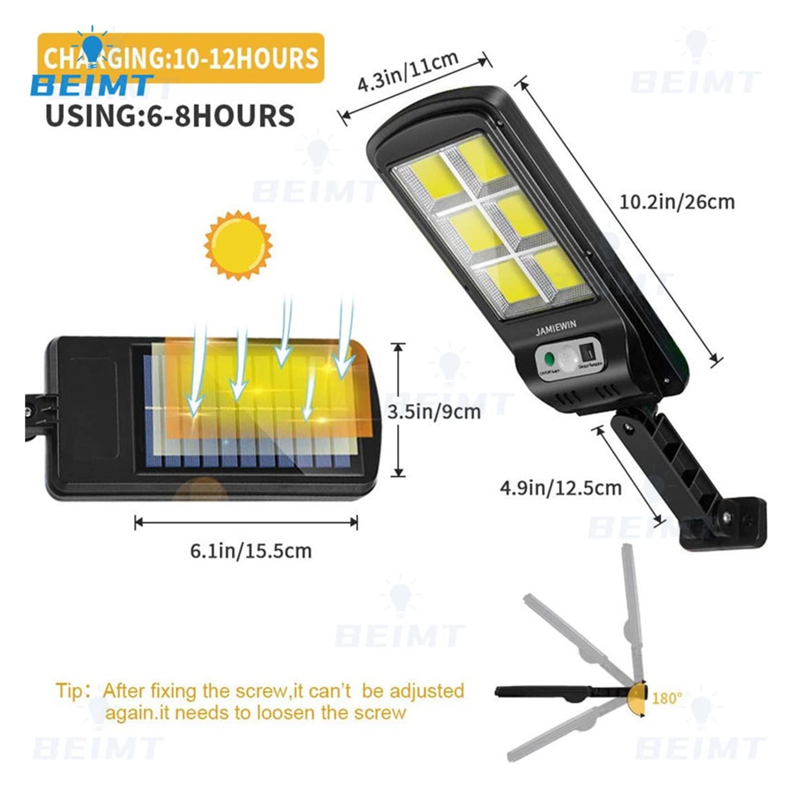 Solarne lampy uliczne, Solar Street Lights Outdoor 2500W lampa słoneczna z 3 trybami światła wodoodporny czujnik ruchu lampa bezpieczeństwa do ogrodu Patio Path Yard na parkingi, tereny wiejskie i prz