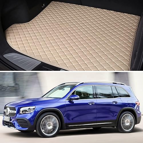 SPEEDLONG Tapete para maletero de automóvil, ajuste personalizado, compatible con Mercedes-Benz Clase GLB 250 GLB 35 (7 asientos) (beige con línea