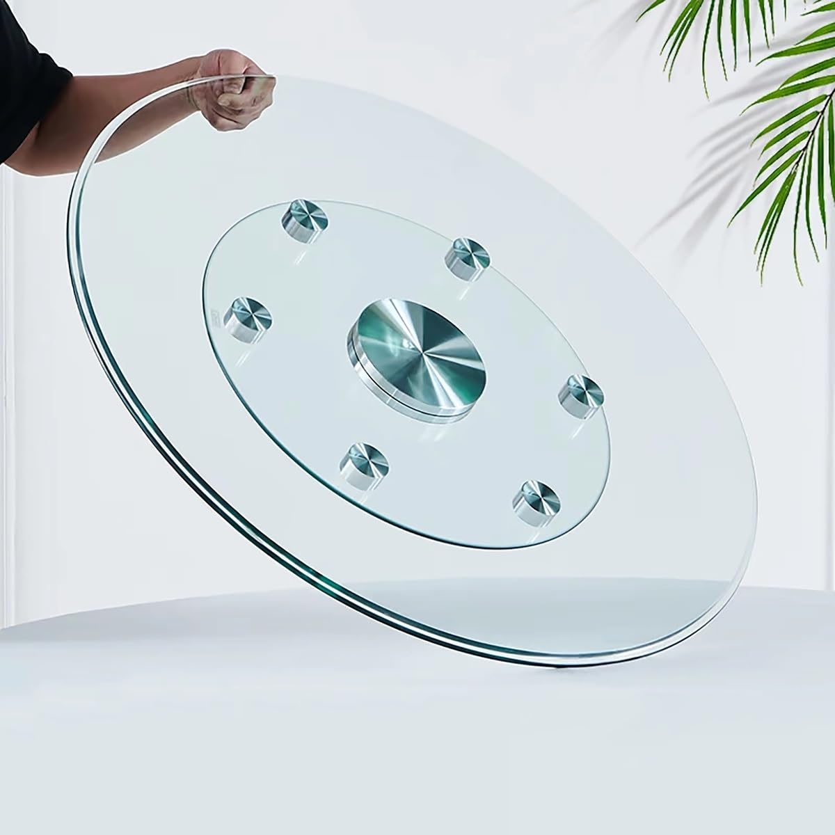 Plato Giratorio Grande 80 60 cm Lazy Susan Bandeja Giratoria De Vidrio, Bandeja De Servir para Cocina, Plato Giratorio De Mesa Redondo, Antideslizante(75cm(30in))