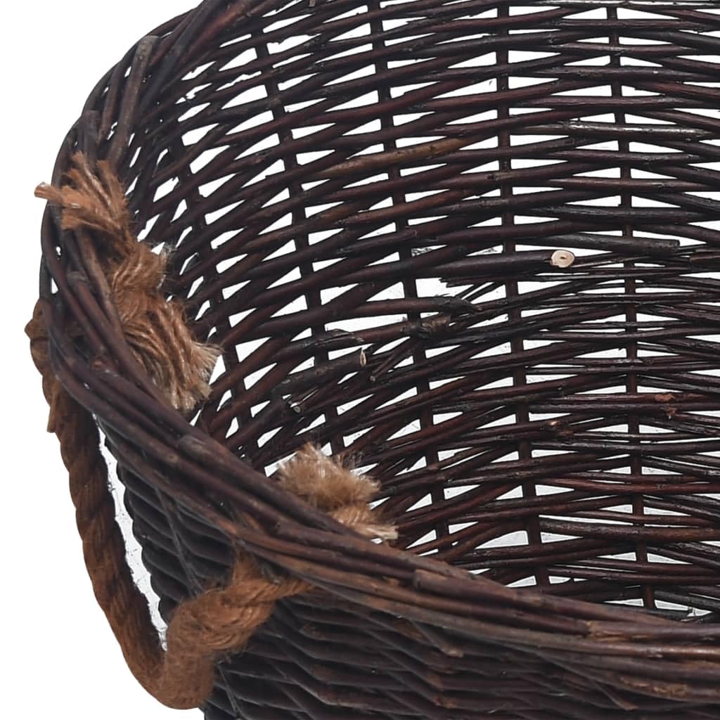 Juego de 3 cestas de mimbre para leña, apilables, con asas para leña y leña, para interior, salón, terraza, jardín, casa