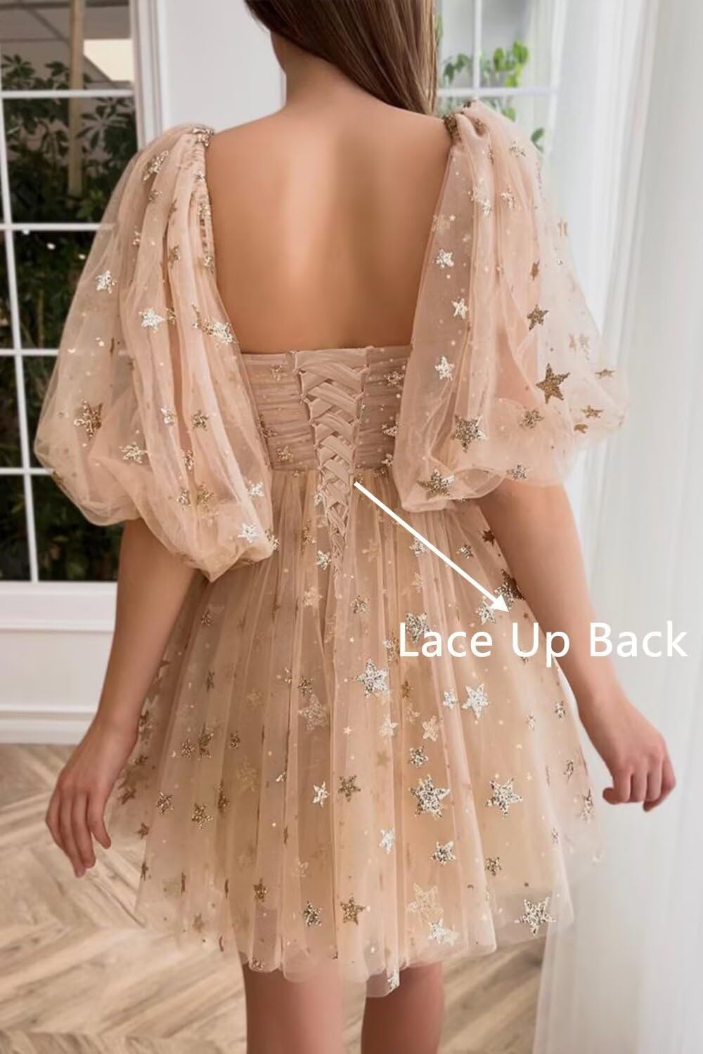 Eightale Tulle Homecoming Dresses Short A-Line Sparkle Starry Prom Party Gowns