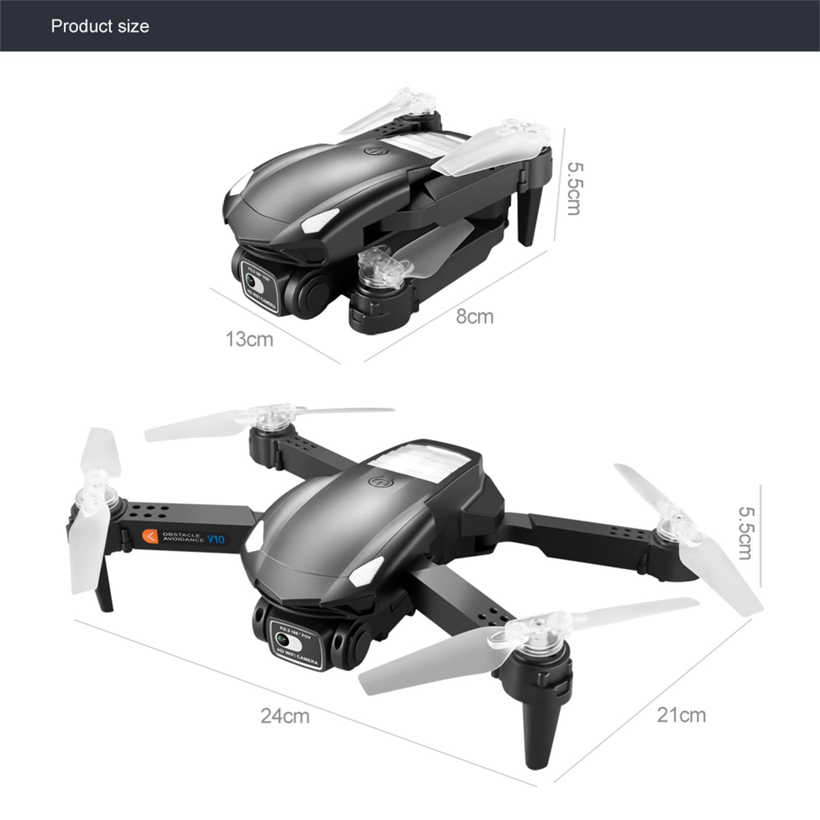 Drone con Fotocamera per Adulti E Bambini, Quadricottero Telecomandato FPV Pieghevole con Gesti Selfie, Mantenimento Dell'altitudine, Avvio con Una Chiave, Flip 3D, 2 Batterie,Arancia
