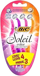 BIC Aparelho De Depilar Soleil Rosa Roxo E Laranja Leve 4 Pague 3 - 930183 - Dupla Fita Lubrificante Com Leite De Coco