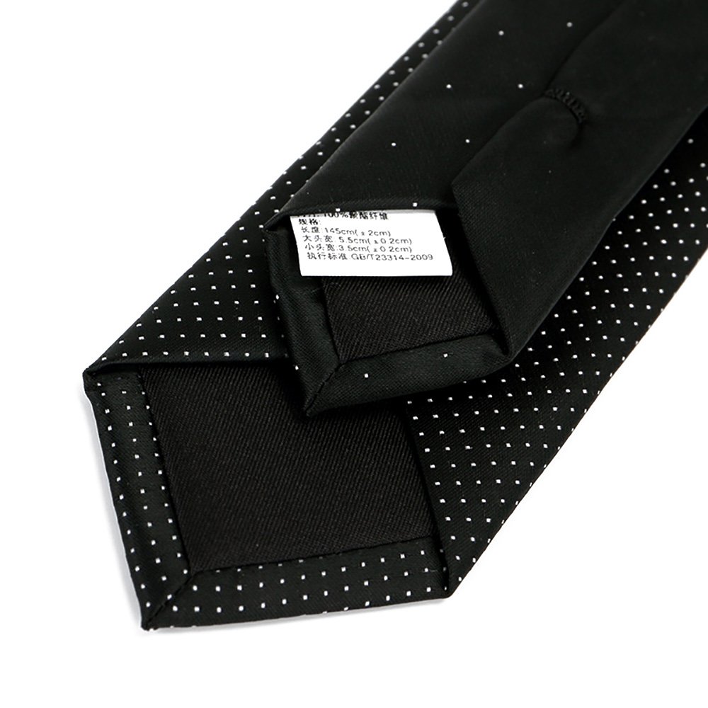 Corbatas de lujo para hombre a rayas blancas de lunares de 2.36 pulgadas para hombres, Negro - 6