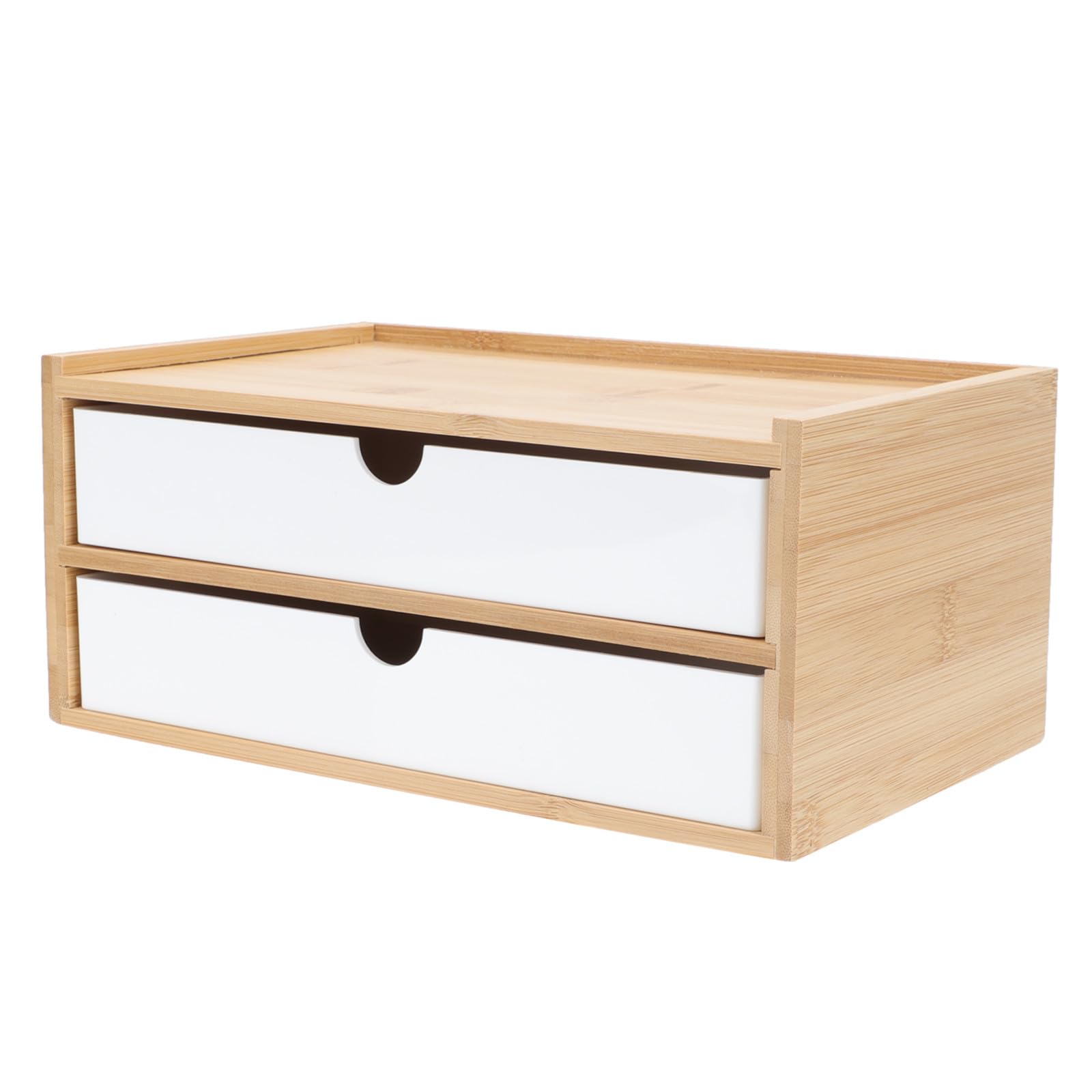 TEHAUX Caja de Almacenamiento de Maquillaje y Diseño Compacto de Bambú y ABS Material Ecológico para Organizar Cosméticos para Escritorio Separadores