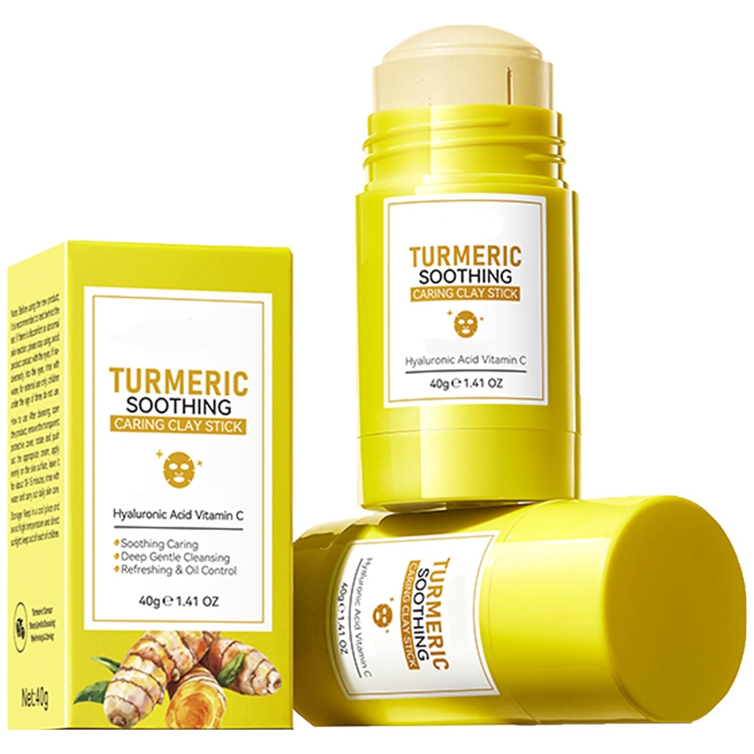 2 Pack Deep Cleansing Turmeric Clay Mask Stick with Kaolin Clay, Vitamin C, Purifying Face Mask for Blackheads, Pore Care, Oil Control & Gentle Exfoliation, 1.41 oz 2 Pack Deep Cleansing Turmeric Clay Mask Stick with Kaolin Clay, Vitamin C, Purifying Face Mask for Blackheads, Pore Care, Oil Control & Gentle Exfoliation, 1.41 oz