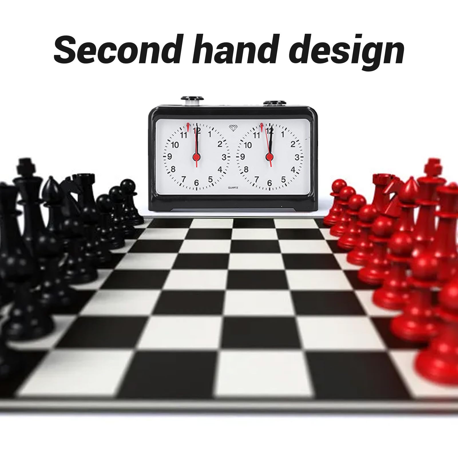 Quarz-Schach-Timer, Professionelle mechanische analoge Schachuhr mit großen, leicht ablesbaren Ziffernblättern, Batteriebetriebene multifunktionale Retro-Schachuhr für Schach Weiqi