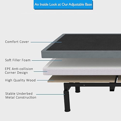 Miniatura 5 de Base ajustable de tamaño individual XL, con conjunto de colchón de espuma viscoelástica, de gel de 10 pulgadas