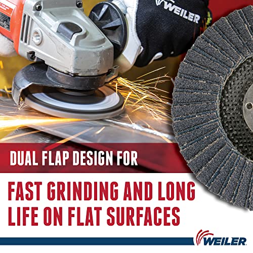 Image of Weiler 51202 Tiger X Flap Disc, Ceramic and Zirconia Alumina, Angled, Phenolic Backing, 60 Grit, 4-1 /2 inch, 7 /8 inch Arbor Hole (Pack of 10)