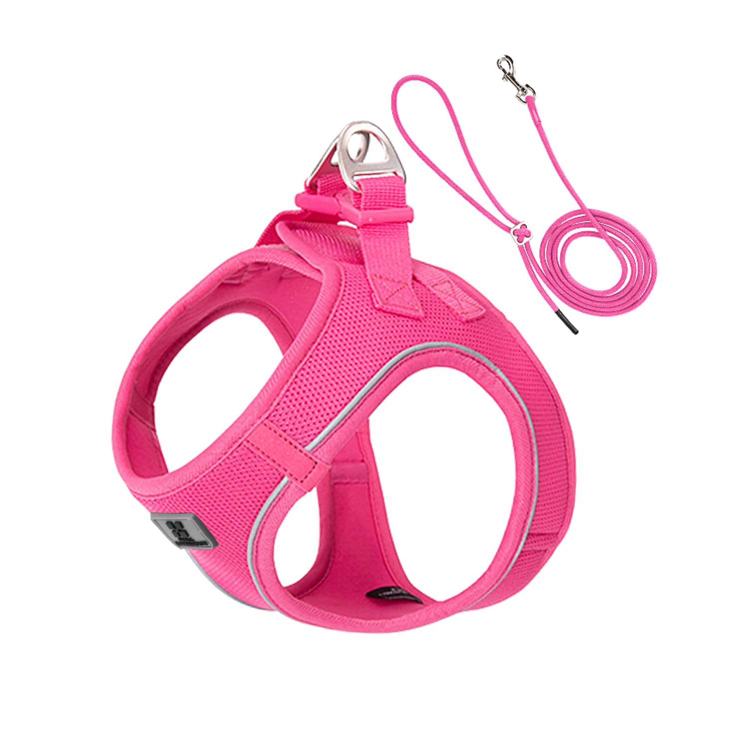 SMALL COMBINATION Dog Harness Leash Set for small medium dog Adjustable Reflective Puppy Cat Harness pet Vest Chihuahua Yorkies Outdoor Walkin (Rose Red, XXS) — image 1