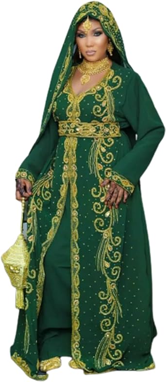 Kaftans for Women Royal Wedding Moroccan Dubai Kaftan Farasha Abaya Ramadan Ethnic Wear Dress BY MZ_Creation Small, Green
