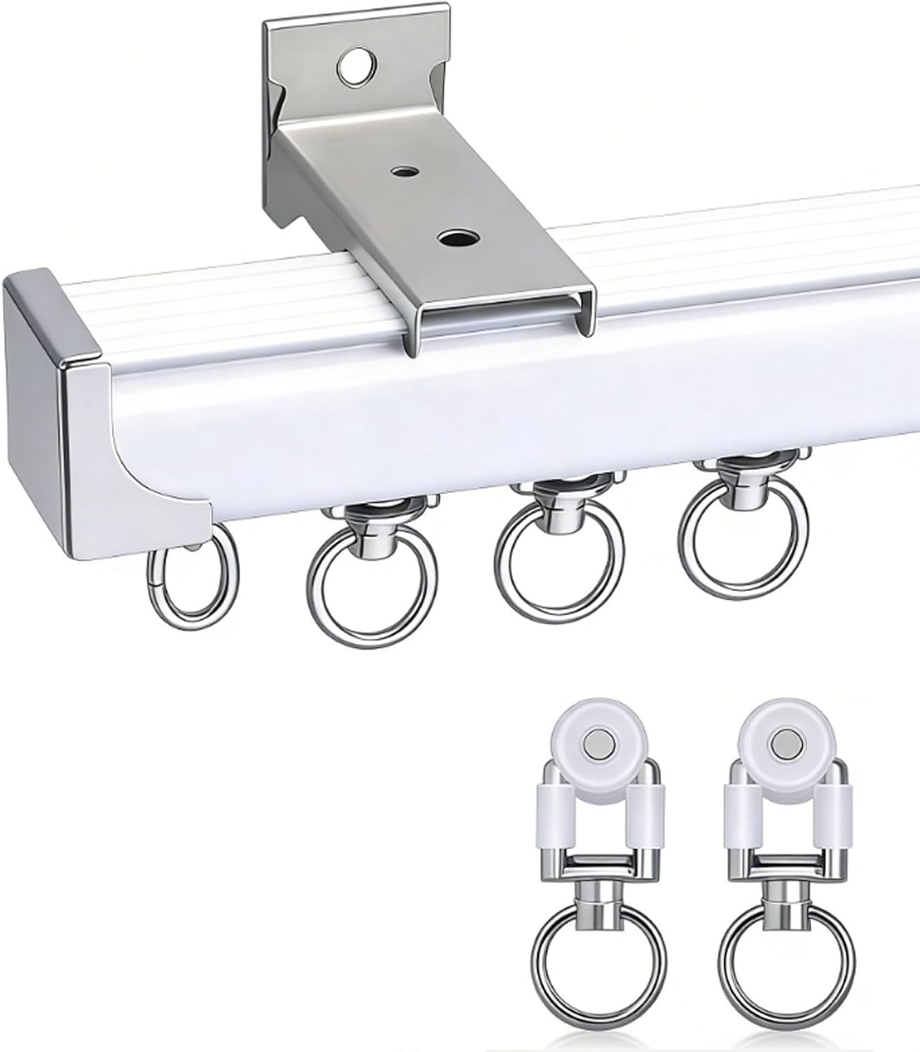 Curtain Rail Aluminum Alloy Window Dressing HardwareHanging Rod Top-mount And Side-mount Designs For Bedroom Living Rooms(5.2M/17.0(FT),Side)
