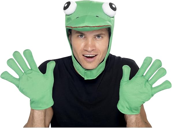 Smiffys Mens Frog Kit with Hood and Gloves