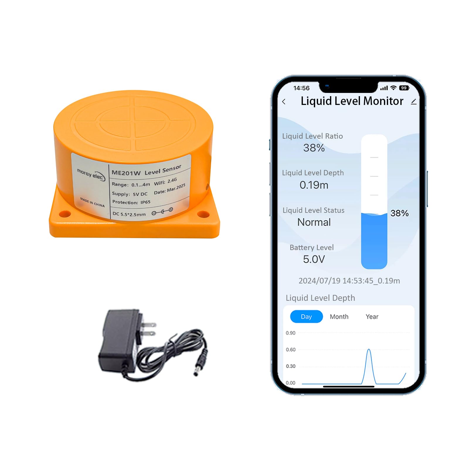 Moray ME201W Tuya Smart Life Mobile APP Wireless WiFi Smart Home Remote IP65 Impermeable Ultrasónico Líquido Agua Aceite Tanque de Combustible Sensor Monitor Sensor Controlador Automático Indicador de