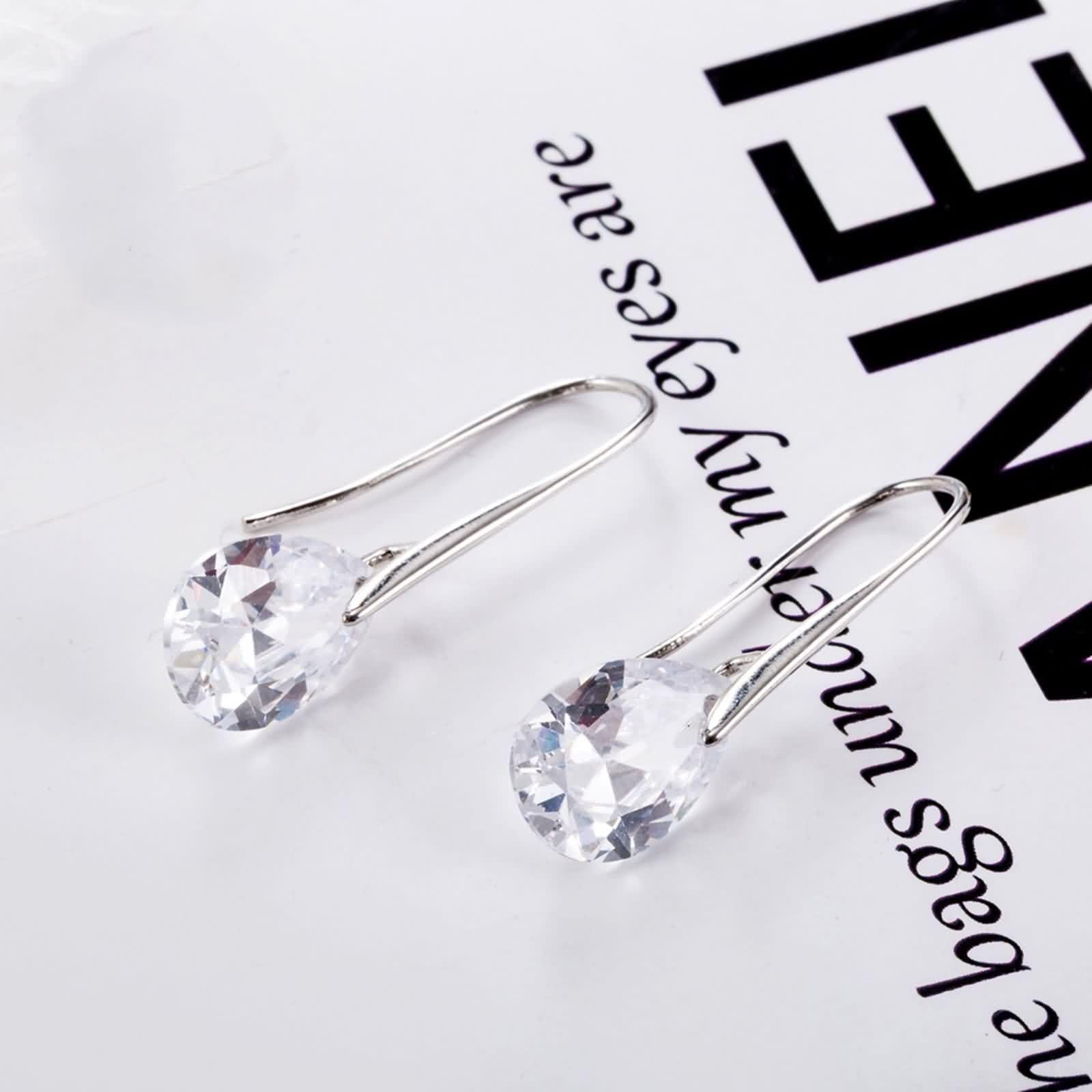 Pendientes Mujer Oro Blanco 9 K / 14 K / 18 K Modernos, Gota de Agua con Moissanita, Pendientes de Mujer con Colgante Plata
