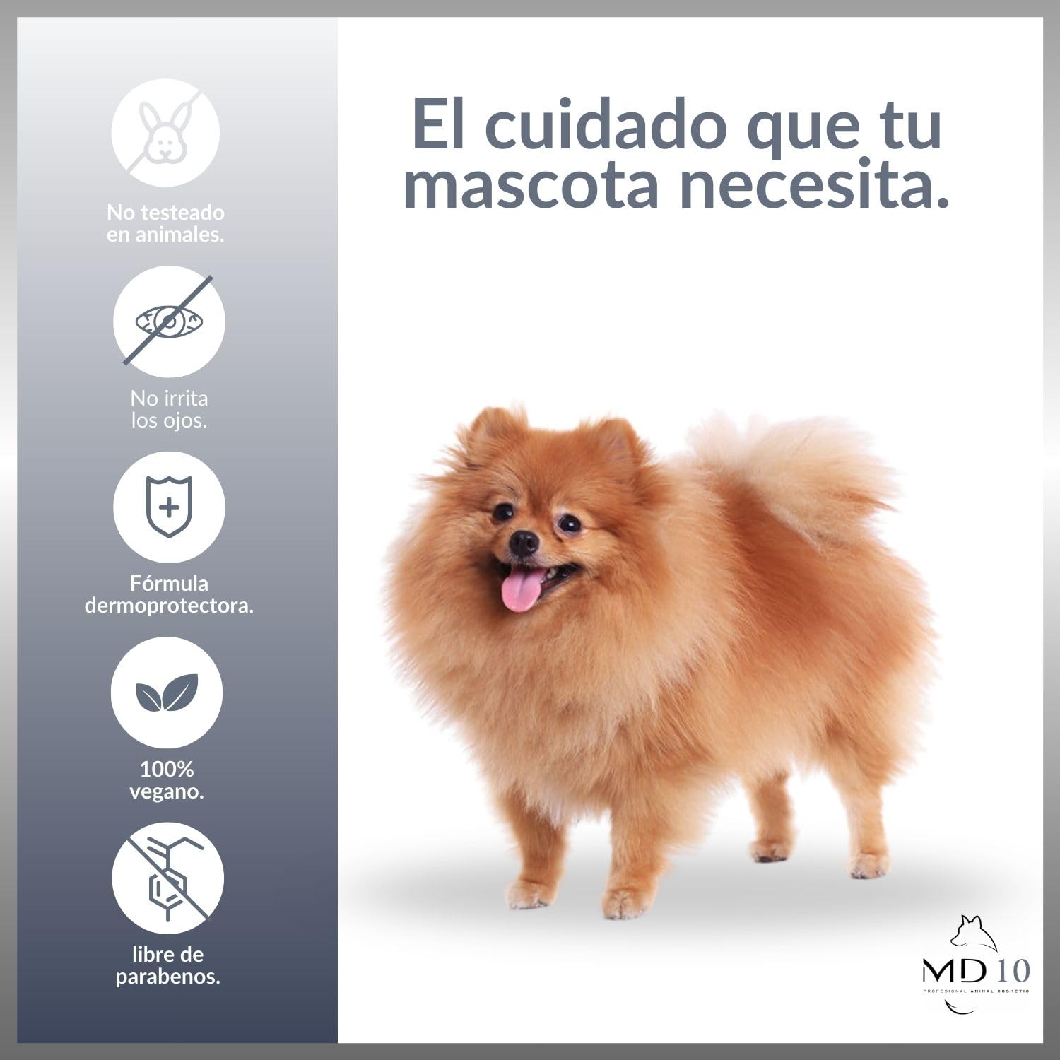 Pack Rutina Limpieza - Champú para Pomerania 300 ml + Spray Desenredante e Hidratante para Perros sin Aclarado 300 ml - Rutina de Higiene Completa para tu Perro Pomerania - MD10 Collection