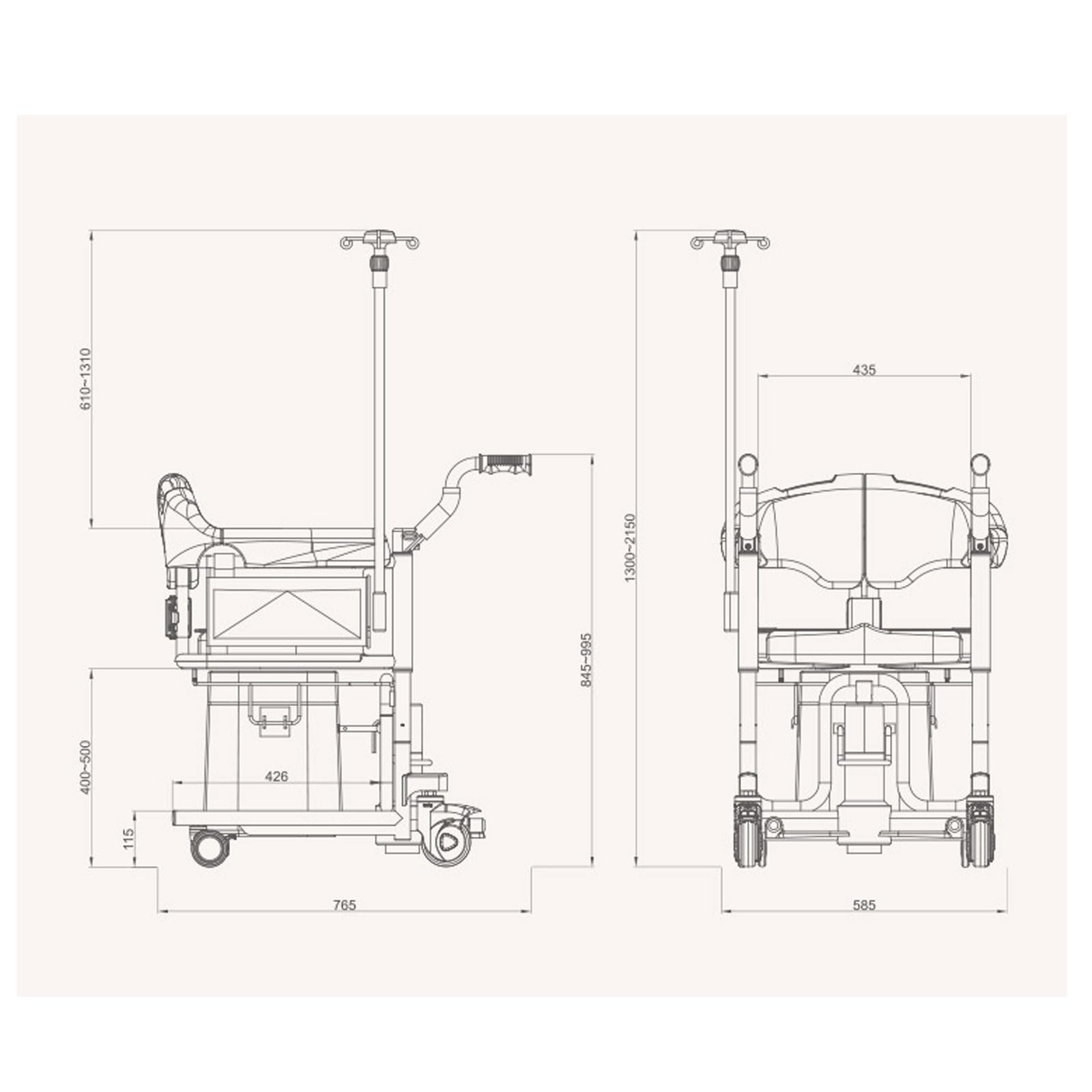 Hydrauliczny podnośnik pacjenta do domu, osób starszych, niepełnosprawnych, podnośnik do przenoszenia pacjenta z dzielonym siedzeniem 180° i nocnikiem, wielofunkcyjna komoda nocna z drążkiem IV