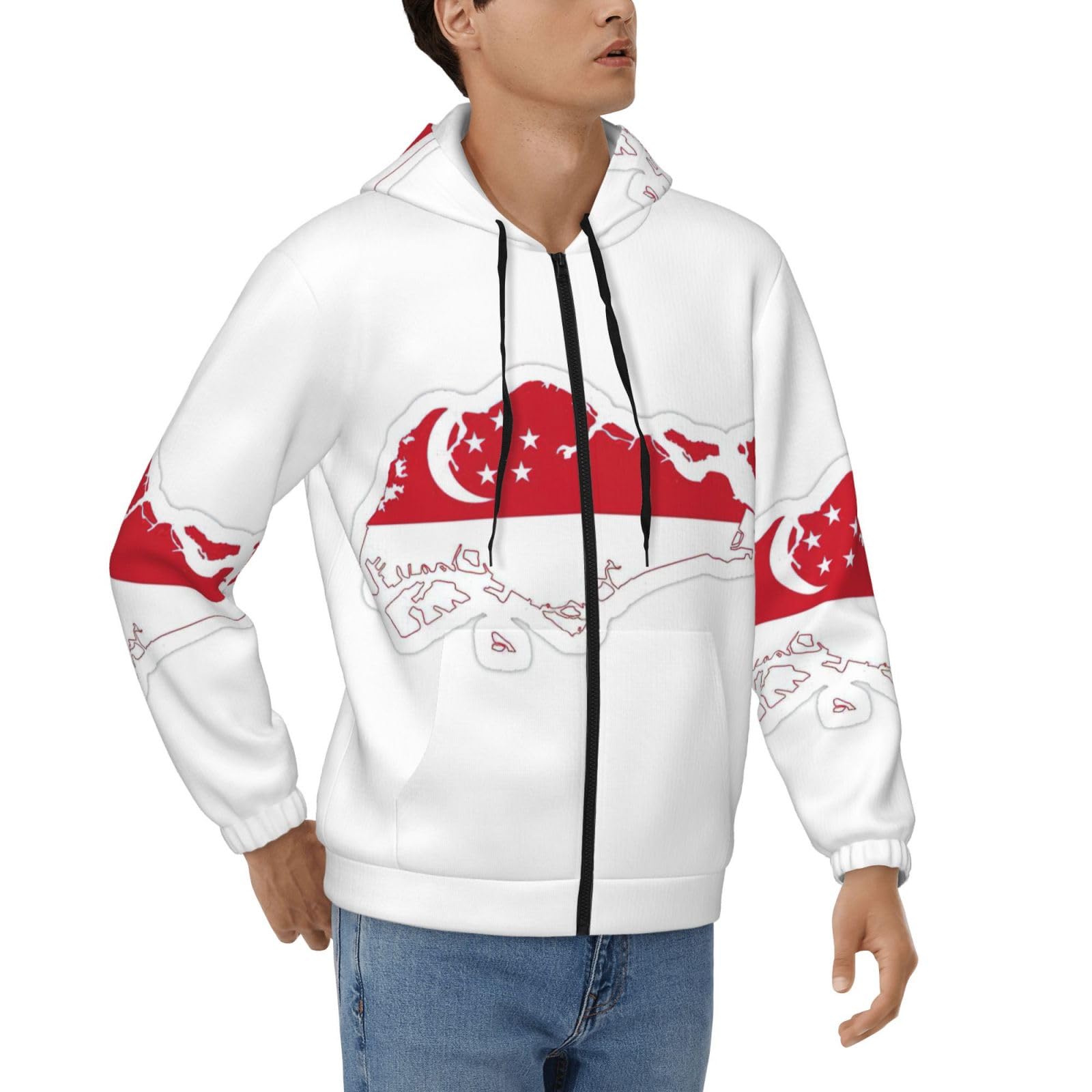 Sweat à capuche chaud Singapour imprimé graphique et cordon de serrage - 8