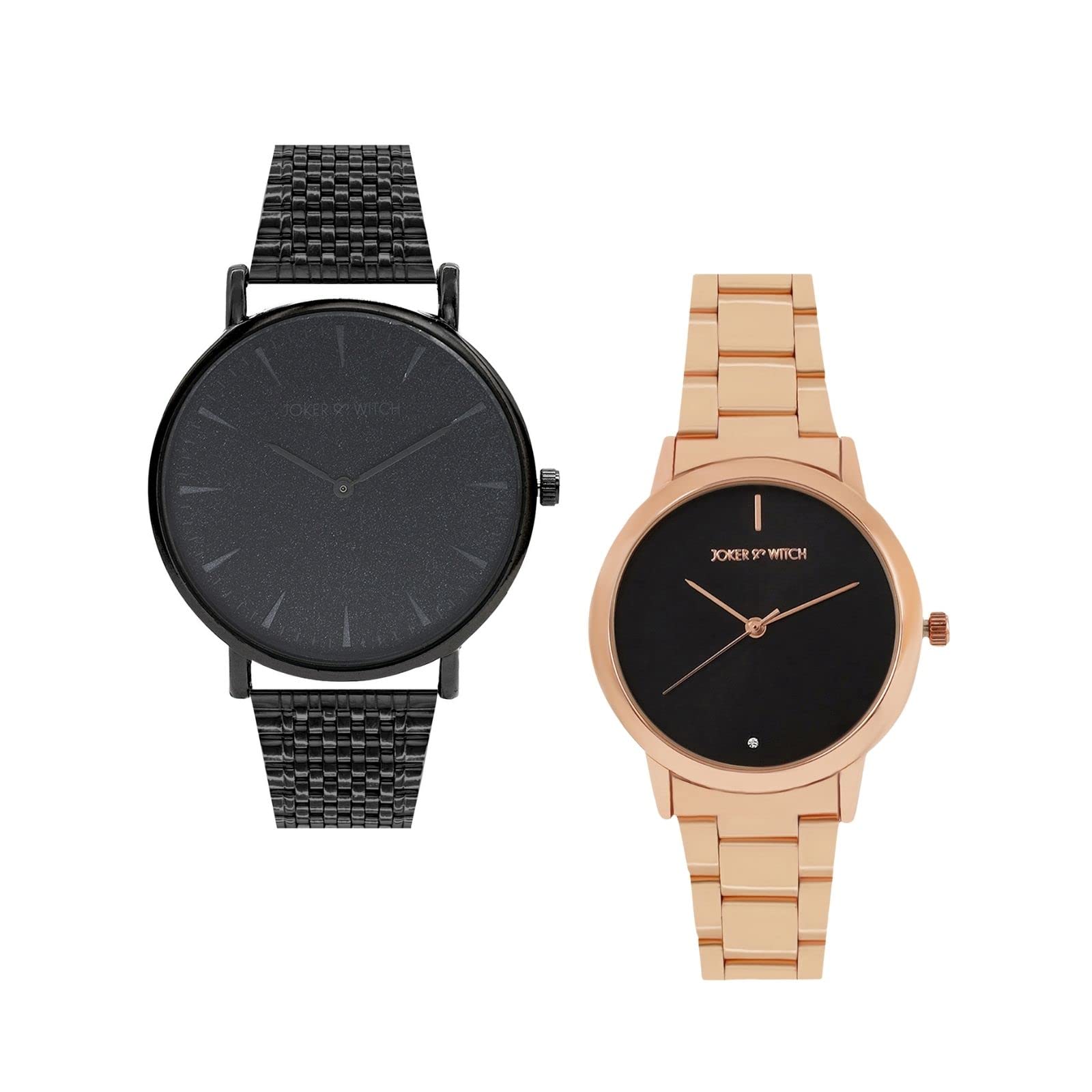 Joker & Witch Stainless Steel Waffle & Cookie Couple Analogue Watches, Black Dial, Black Band (B0BVB53BLV) Amazon Price History, Amazon Price Tracker