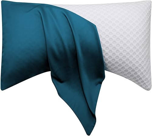 Fundas de almohada refrescantes para dormir de lado, funda de almohada curvada de bambú con cremallera, funda de almohada transpirable, suave y