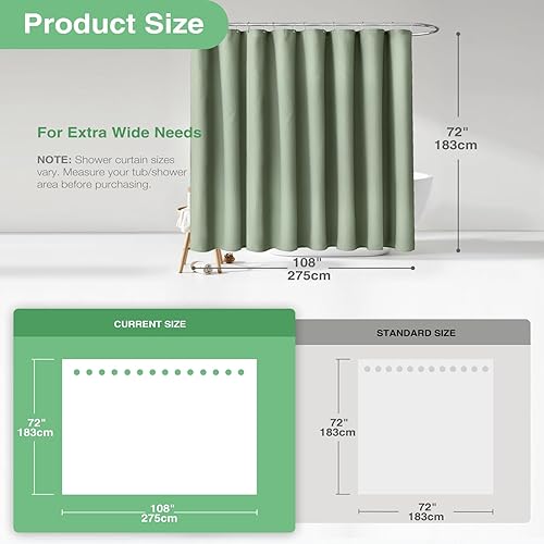 Vista 462 de Dynamene Cortina de ducha larga de tela negra – Cortinas de ducha de tela alta y resistente con textura de gofre, juego de cortina de baño de lujo