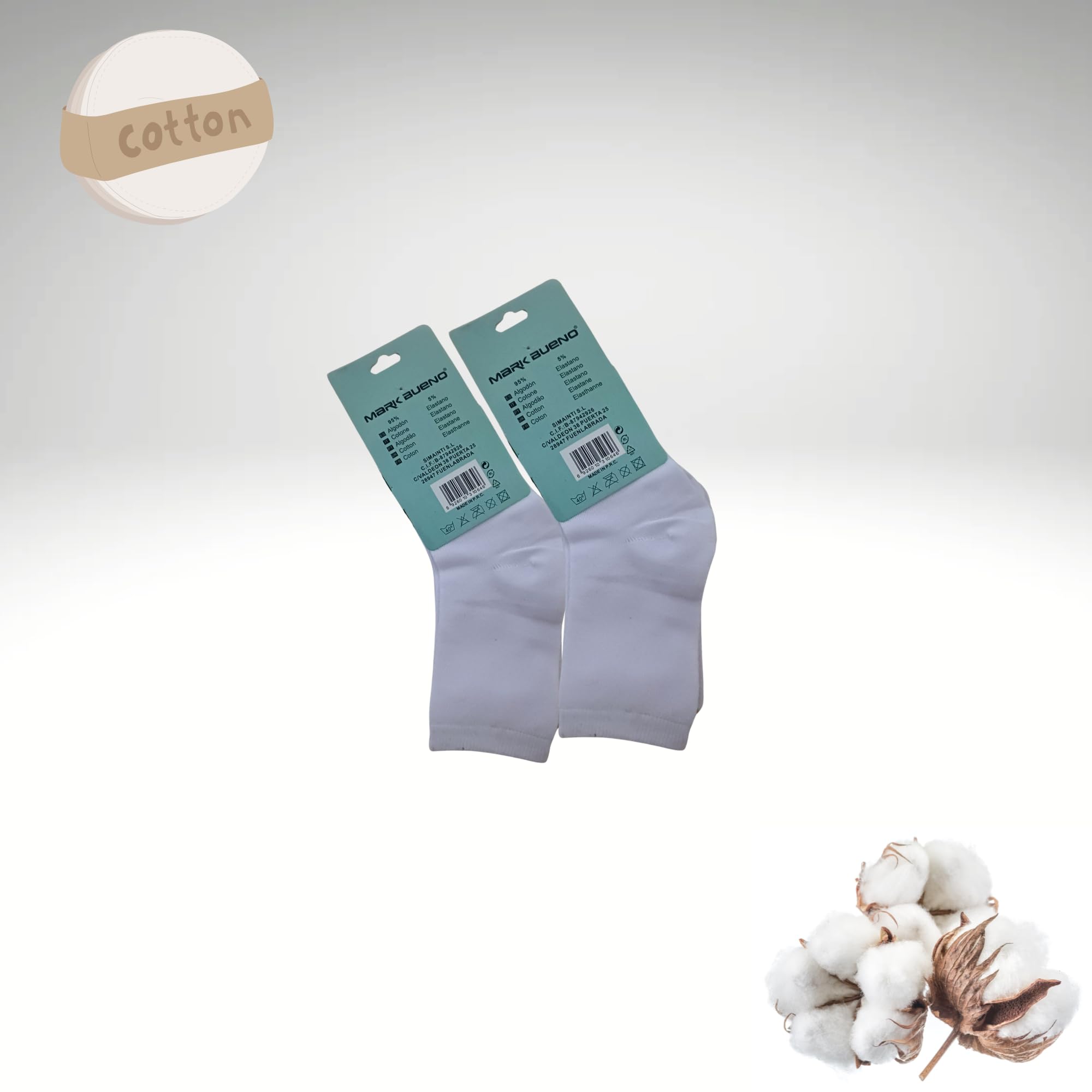 (6 pares) calceltines escolares para niña-niño blancos de algodon uso colegio, deportes, casual unisex, calcetin para uniforme escolar semialtos, medias (FR/ES, Números, 12, Regular, BLANCO 29-32)