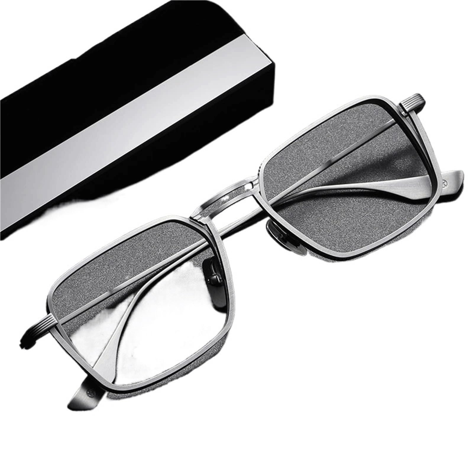Metall Brillengestelle Reines Titan Brille Volllesebrille Nicht verschreibungspflichtige Brillen Männer Frauen Brillen for Computer(Silver,Big)