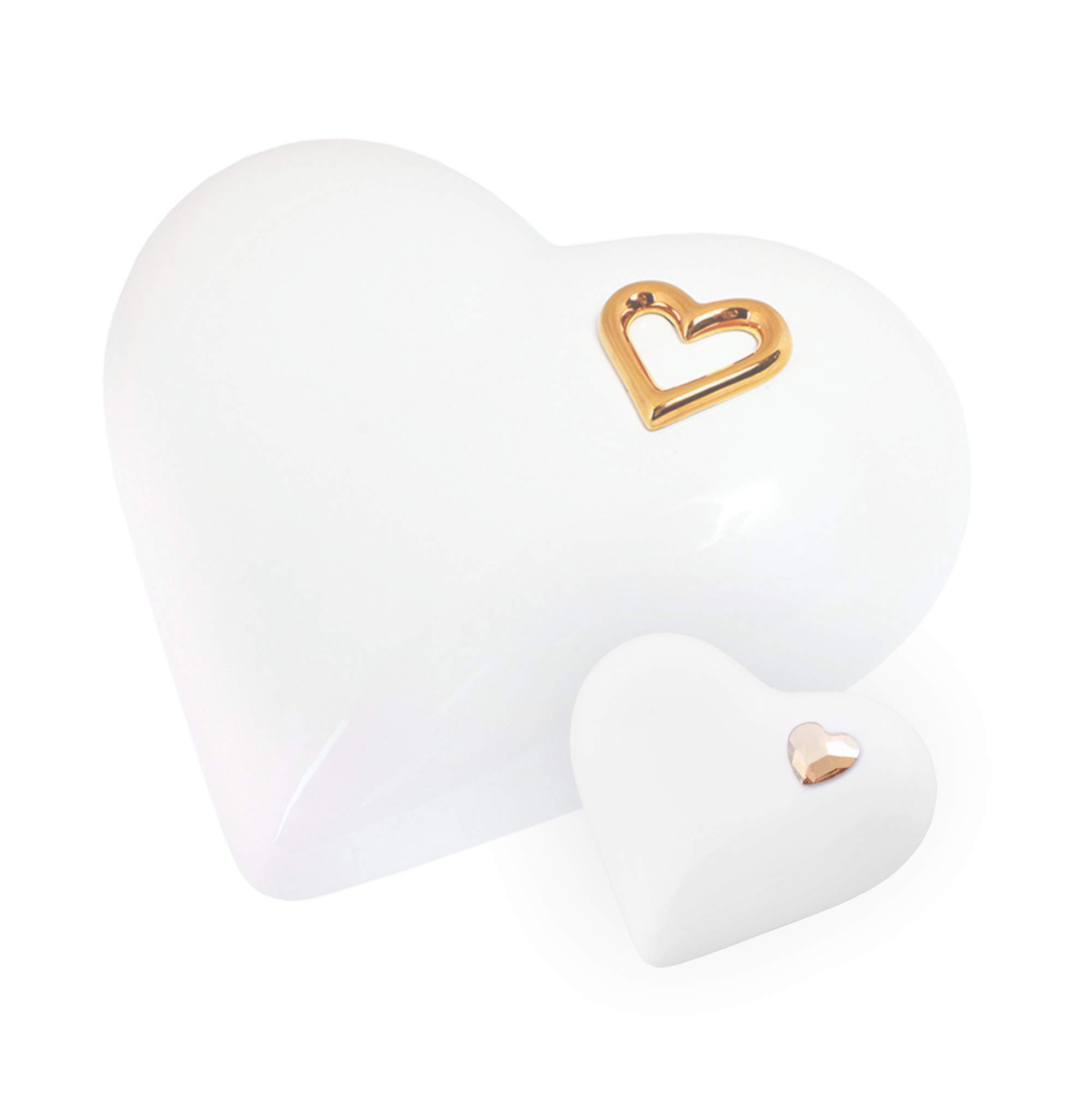 Remember Forever Urna di ceneri cremazione in ceramica unica -cuore funerale urna per adulti cremains (bianco+urna corrispondente)