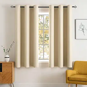 MIULEE 63" Long Room Darkening Curtains Thermal Insulated Drapes Solid Window Treatment Set Grommet Top Light Blocking Blackout Curtain for Living Room/Bedroom 2 Panels Cream Beige