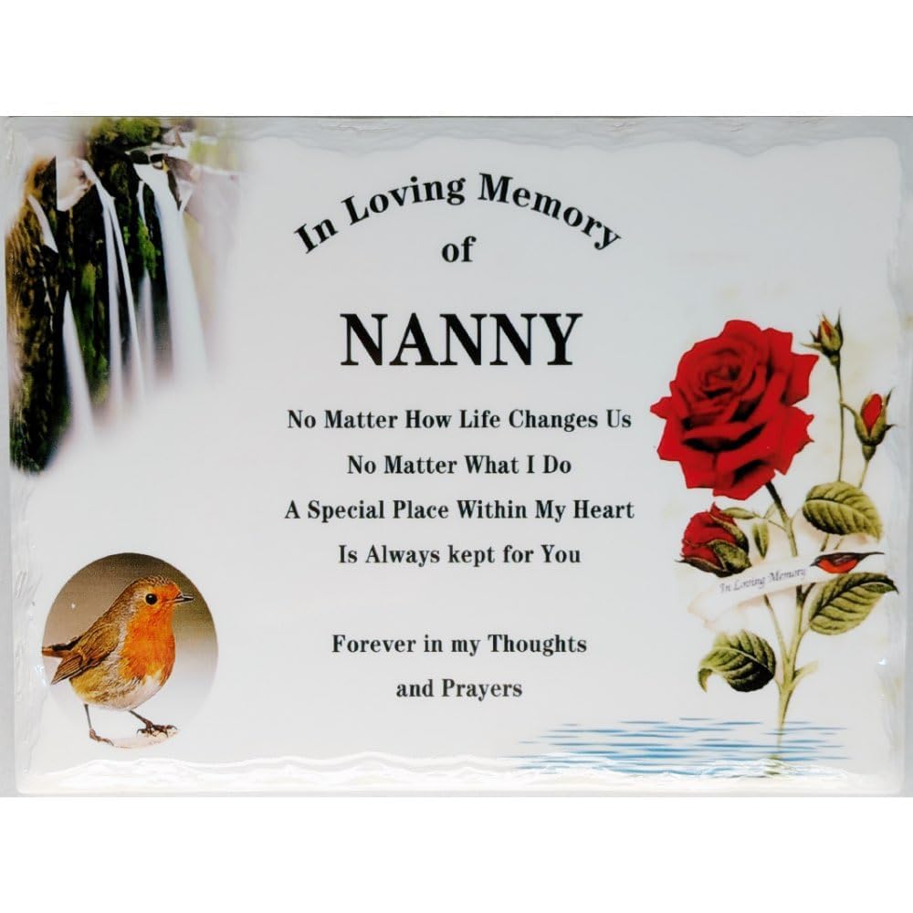In Memoriam Rectangular Tile Grave Plaque (20 x 15 cm) (Nanny, 20 x 15 cm)