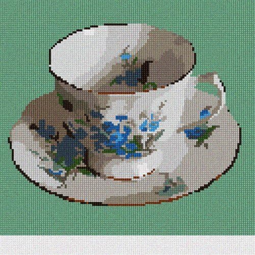 Pepita Needlepoint kit: Teacup Sage, 7" x 7"