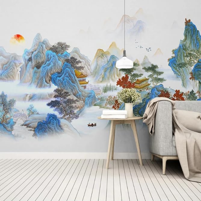 Papier peint photo montagne 3D pour agrandir une salle d’étude et décorer un mur d'hôtel