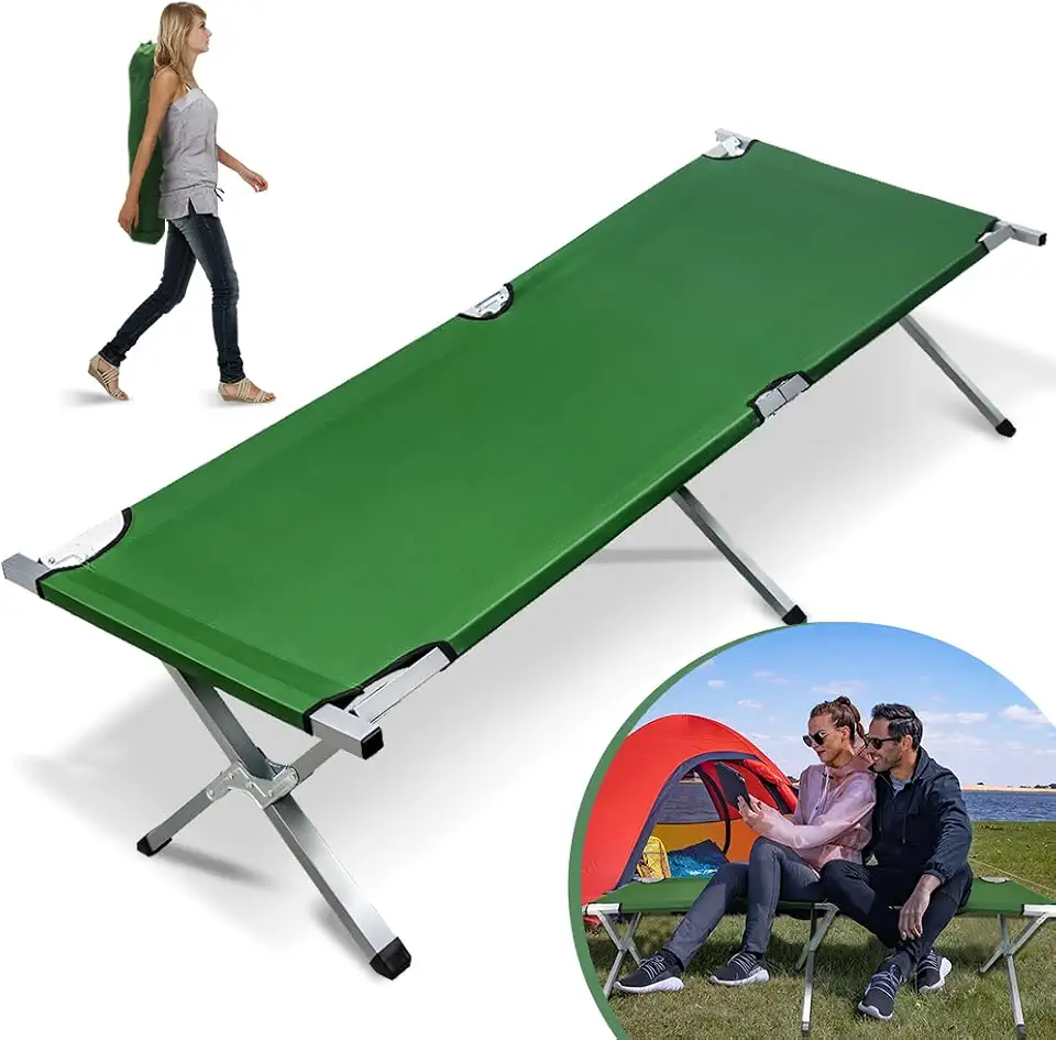 Cama Dobrável para Camping Verde - Solteiro Portátil para Acampamento Ao Ar Livre, Campana Jungle
