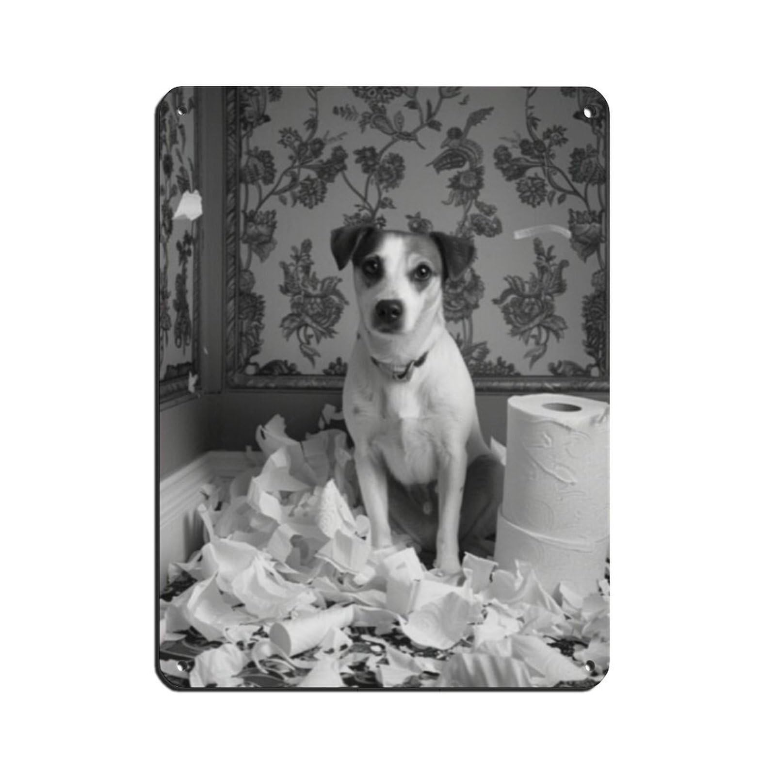 Bad Jack Russell Terrier Bathroom Art Retro Poster Metal Tin Sign Chic Art Retro Iron Painting Bar People Cave Cafe Family Garage Poster Wall Decoration 12x16inch(30x40cm)